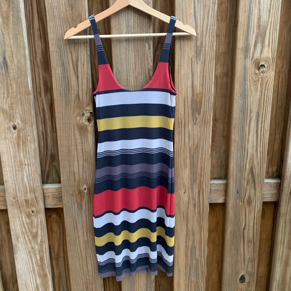Anthro Weston Striped Scoop Neck Nylon Minidress - Picture 2 of 7